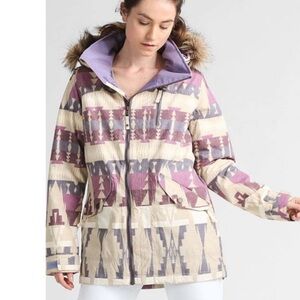 Burton Hazel Ski Snowboard Coat, Faux Fur Hood, Medium, Dryride
